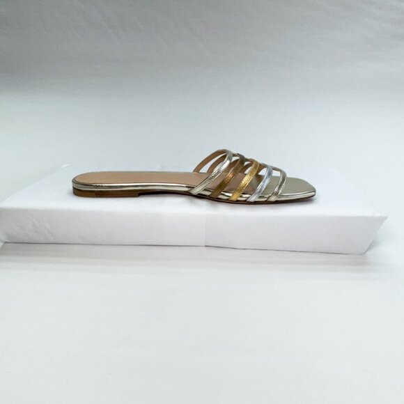 Veronica Beard Mazon Platinum Gold Flat Sandals - WITH BOX & DUST COVER - Picture 4 of 8